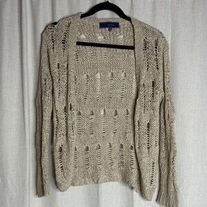 Lumiere Taupe Open-Knit Cardigan